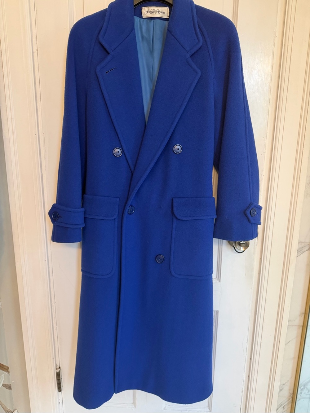 Vintage Electric Blue Double-Breasted Wool Coat - Saks fifth ave